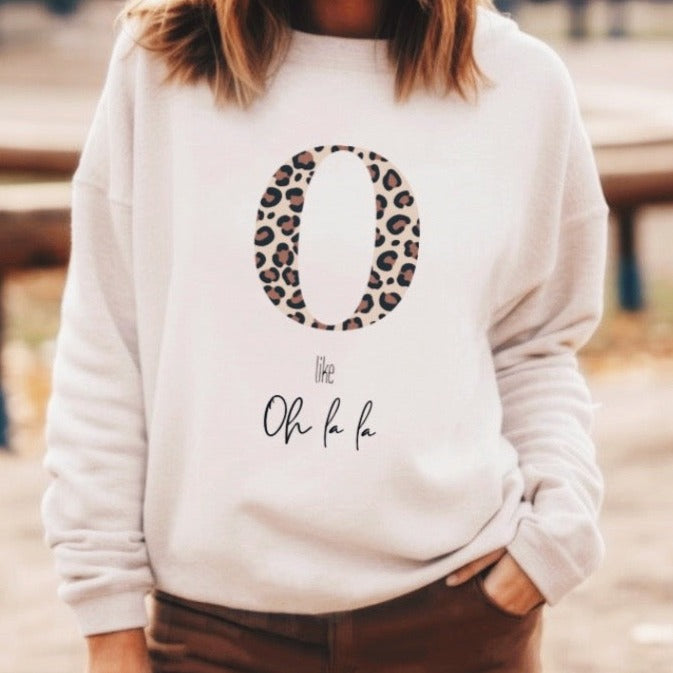 Initial Sweatshirt Leopard large letter