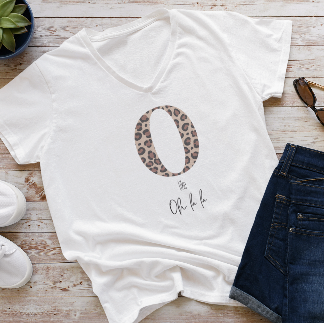 Initial T-shirt Leopard large letter
