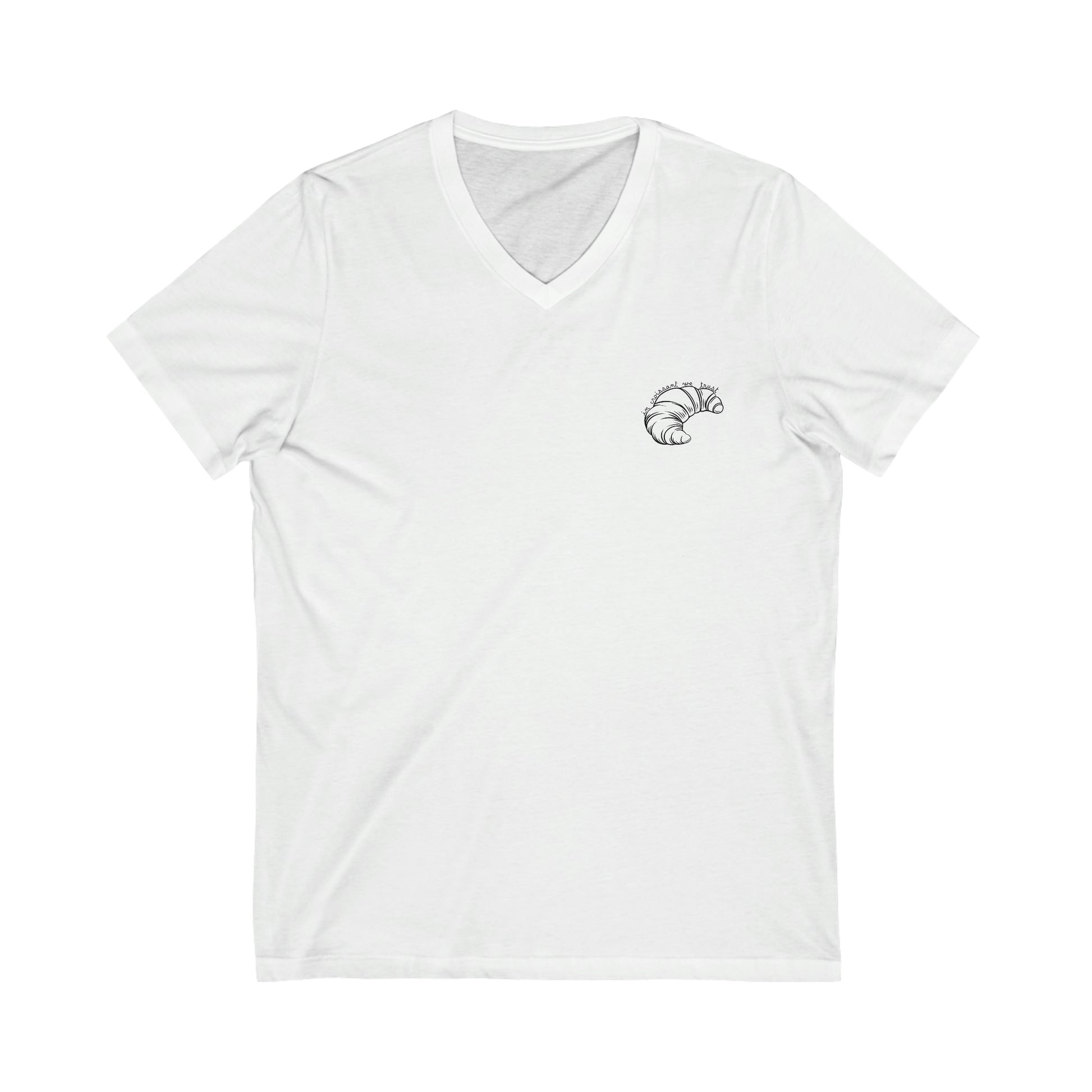 unique white tee tshirt with the sentence in croissant we trust with croissant on it french pastry foodies delicious pastry love food love France