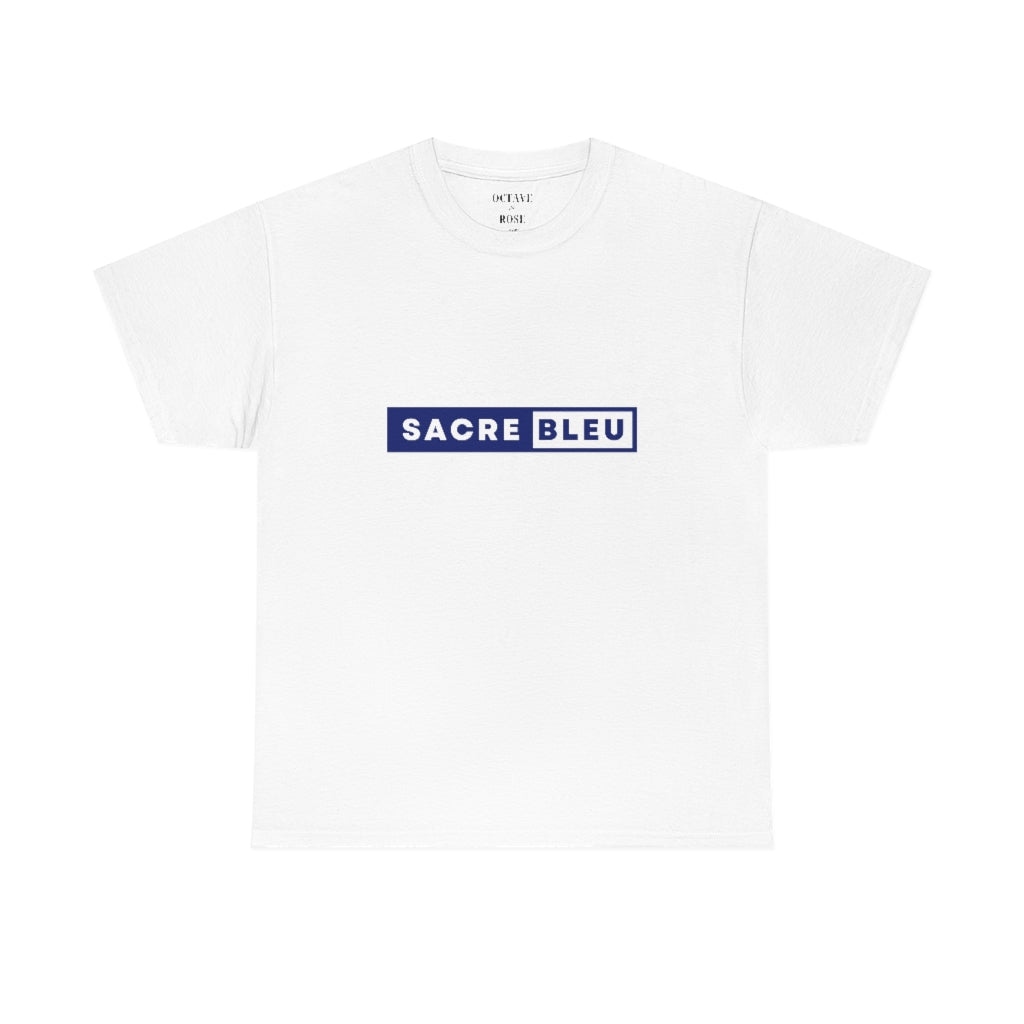 tshirt tee shirt sacrebleu blue navy white cotton design awesome trendy  slogan quote quotes funny french  honest love