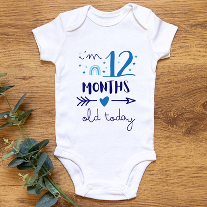 Baby Monthly Milestone Onesies Blue