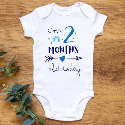 Baby Monthly Milestone Onesies Blue