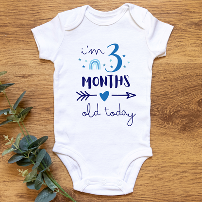 Baby Monthly Milestone Onesies Blue