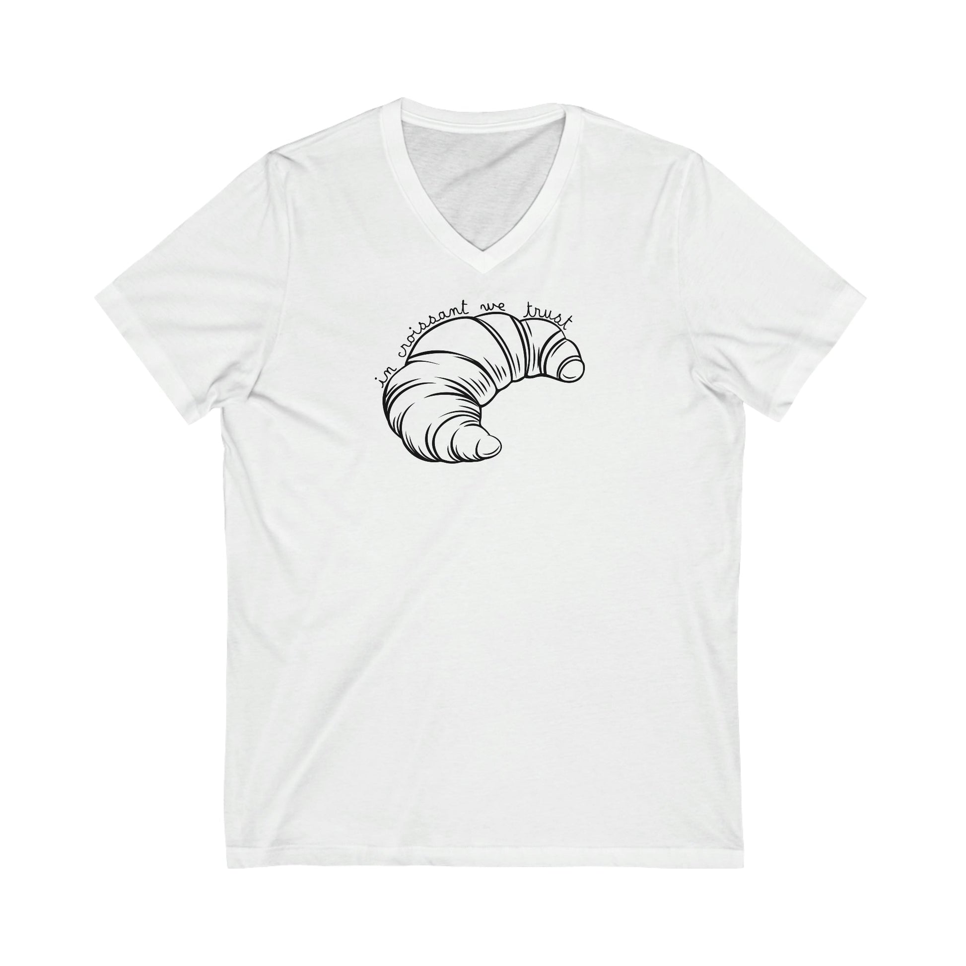 unique white tee tshirt with the sentence in croissant we trust with croissant on it french pastry foodies delicious pastry love food love France