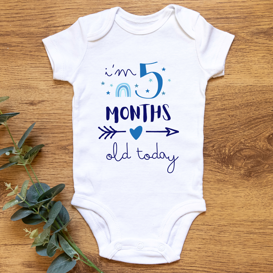 Baby Monthly Milestone Onesies Blue