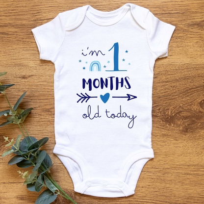 Baby Monthly Milestone Onesies Blue