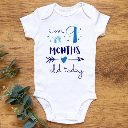 Baby Monthly Milestone Onesies Blue