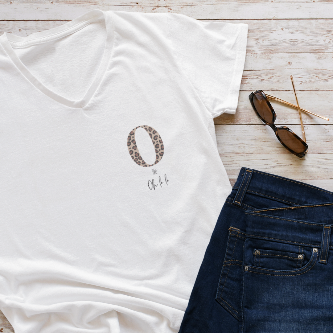 Initial T-shirt Leopard small letter