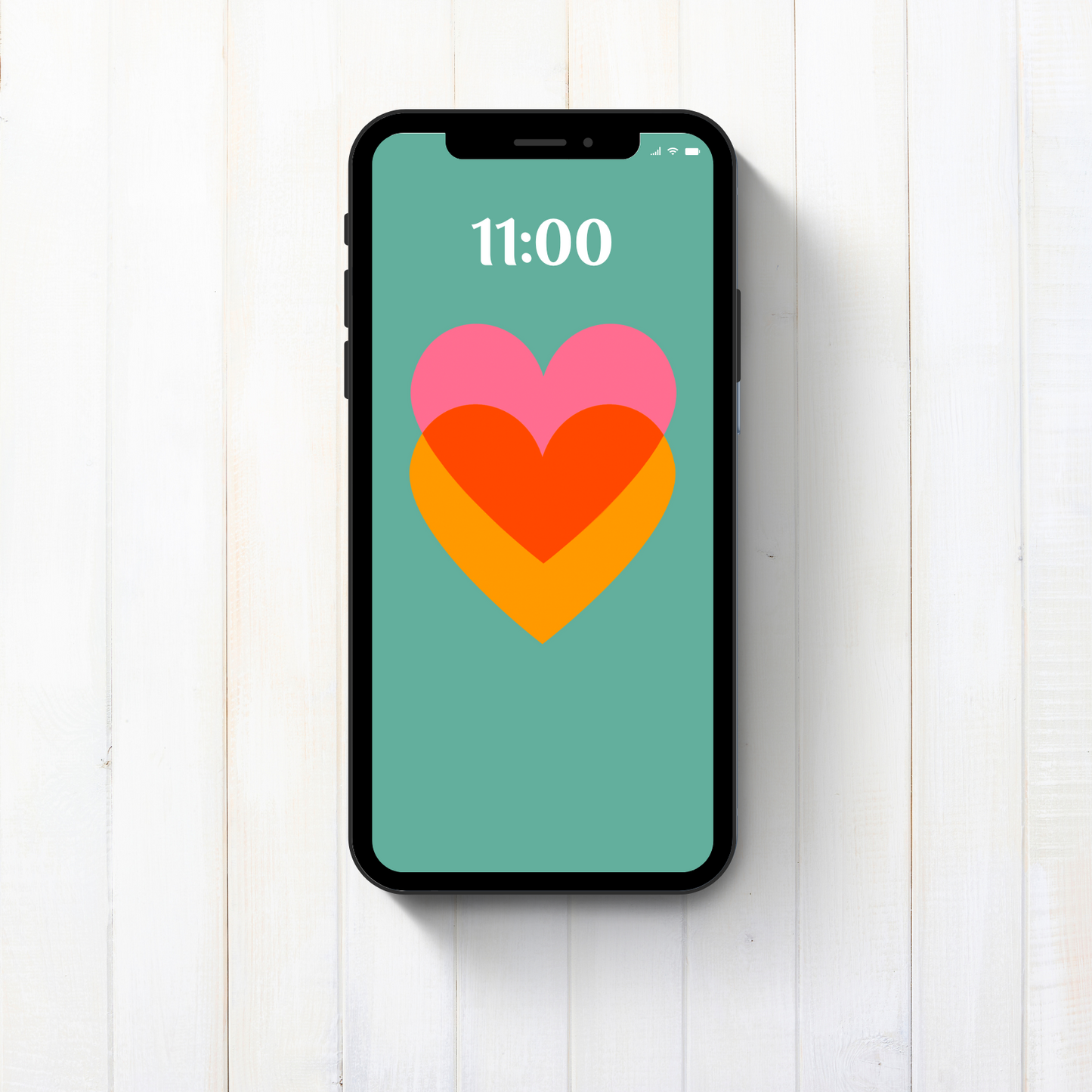 Phone & Tablet Wallpaper hearts overlapping pink orange yellow