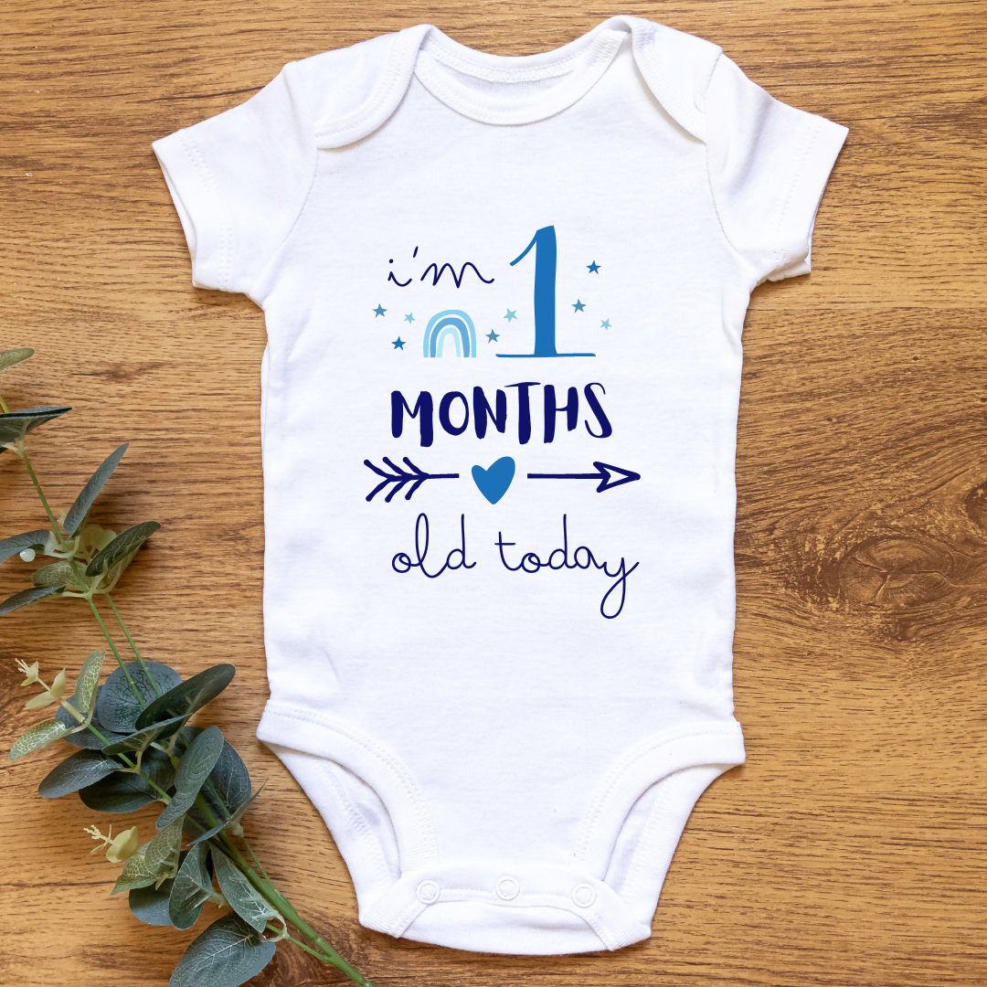 Baby Monthly Milestone Onesies Blue