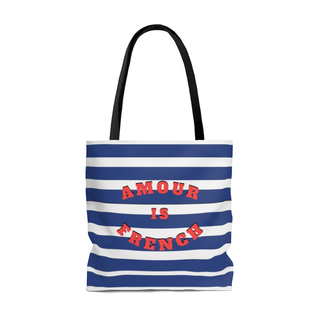 This wear-everywhere tote brings color to your look. Its shoulder-length top handles make for easy transport. Send the world a happy message ... in French! Whether carrying your everyday essentials or your favorite bottle of (french) wine, cheese or baguette!