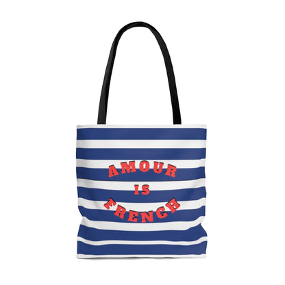 This wear-everywhere tote brings color to your look. Its shoulder-length top handles make for easy transport. Send the world a happy message ... in French! Whether carrying your everyday essentials or your favorite bottle of (french) wine, cheese or baguette!