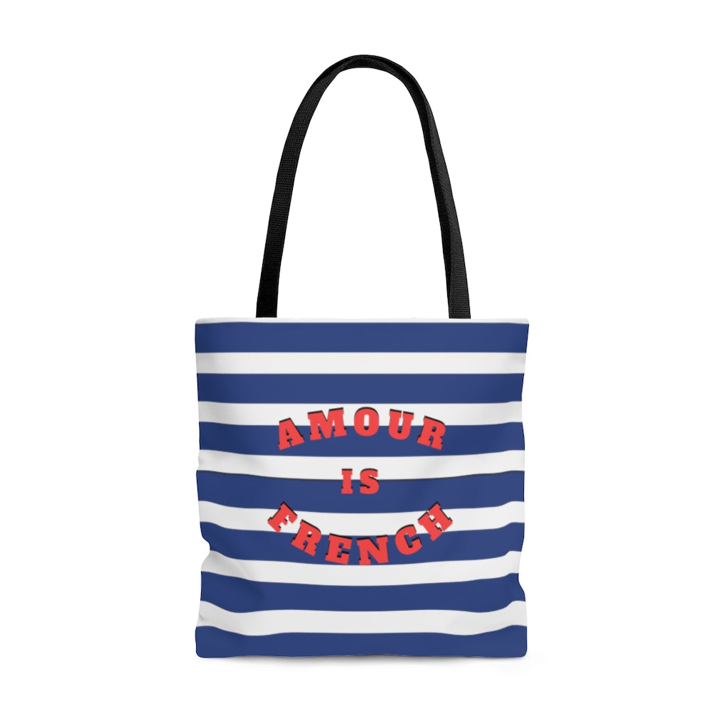 This wear-everywhere tote brings color to your look. Its shoulder-length top handles make for easy transport. Send the world a happy message ... in French! Whether carrying your everyday essentials or your favorite bottle of (french) wine, cheese or baguette!