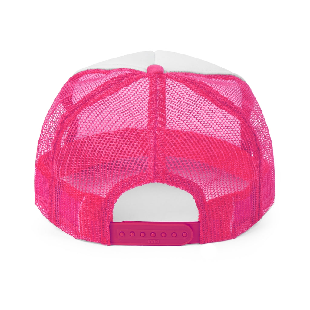 Say hello but in French!  This trucker hat adds a charming and playful finishing touch for any summertime look. Pink hat caps trucker caps