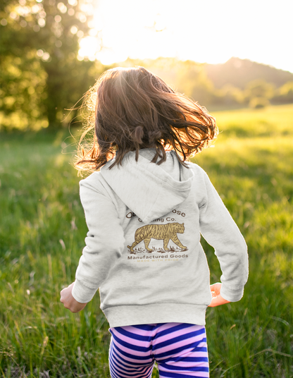 Ideal for any situation, staying warm at home or comfortable playing outside, or going on an autumn hike or walk is easy to do with the tiger tiger hoodie. kids girl boy matchy white happy french  style trend trendy beautiful