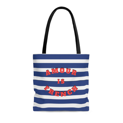 This wear-everywhere tote brings color to your look. Its shoulder-length top handles make for easy transport. Send the world a happy message ... in French! Whether carrying your everyday essentials or your favorite bottle of (french) wine, cheese or baguette!