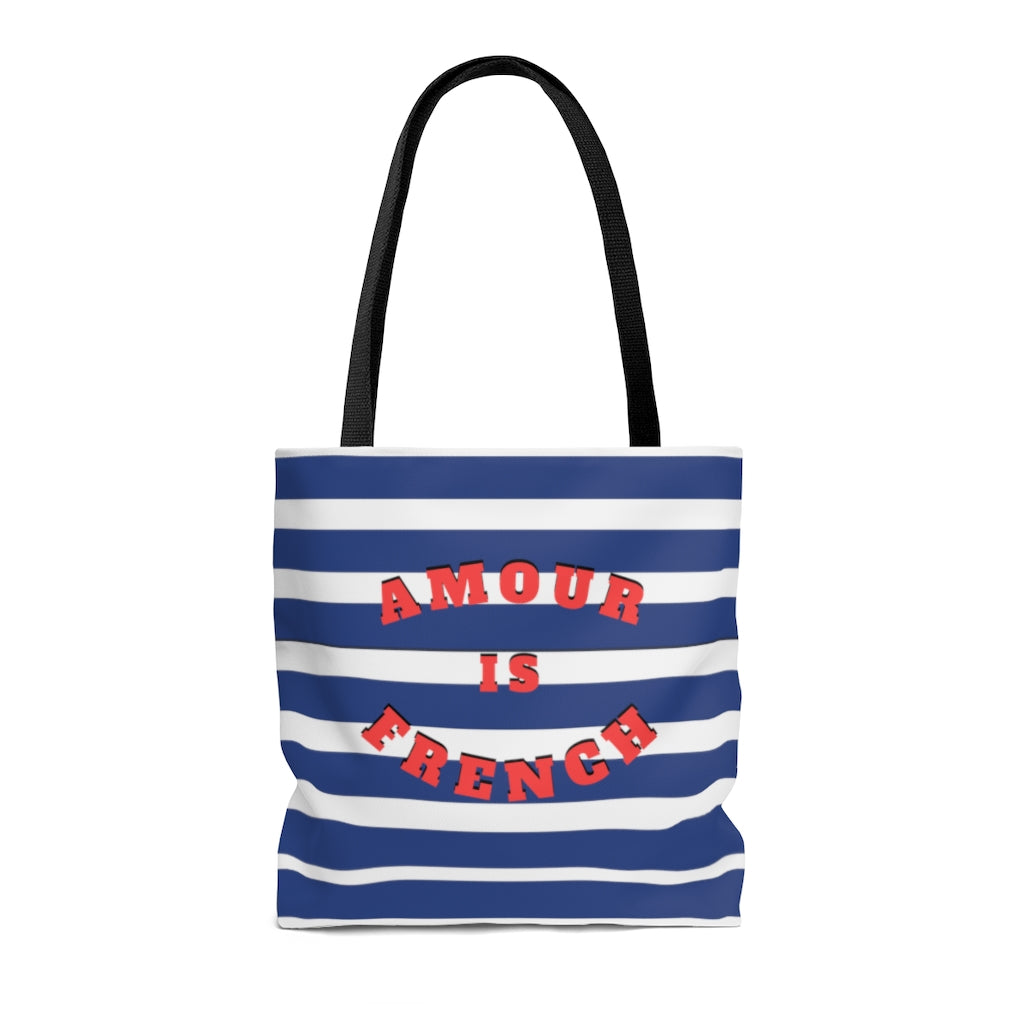 This wear-everywhere tote brings color to your look. Its shoulder-length top handles make for easy transport. Send the world a happy message ... in French! Whether carrying your everyday essentials or your favorite bottle of (french) wine, cheese or baguette!