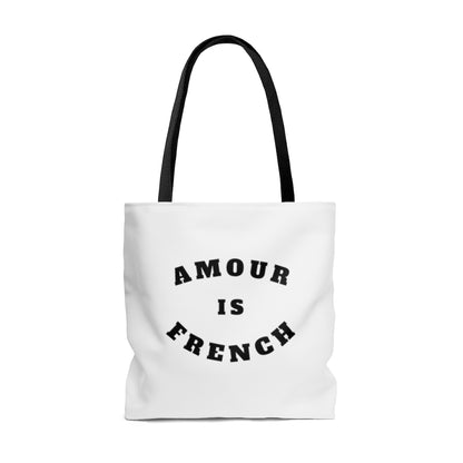 This wear-everywhere tote brings color to your look. Its shoulder-length top handles make for easy transport. Send the world a happy message ... in French! Whether carrying your everyday essentials or your favorite bottle of (french) wine, cheese or baguette!