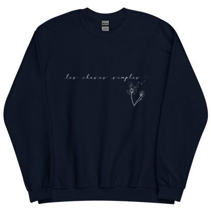 "Les choses simples" is French for “the simple things".  The simplest things, those from our everyday lives, are often the things that add the most meaning to it. This durable, cozy sweatshirt will keep you warm and stylish as you enjoy the simple things of life: a hot cup of coffee, an evening out (or in) with friends...  This ultra-soft pre-shrunk sweatshirt features a loose fit for a comfortable feel.